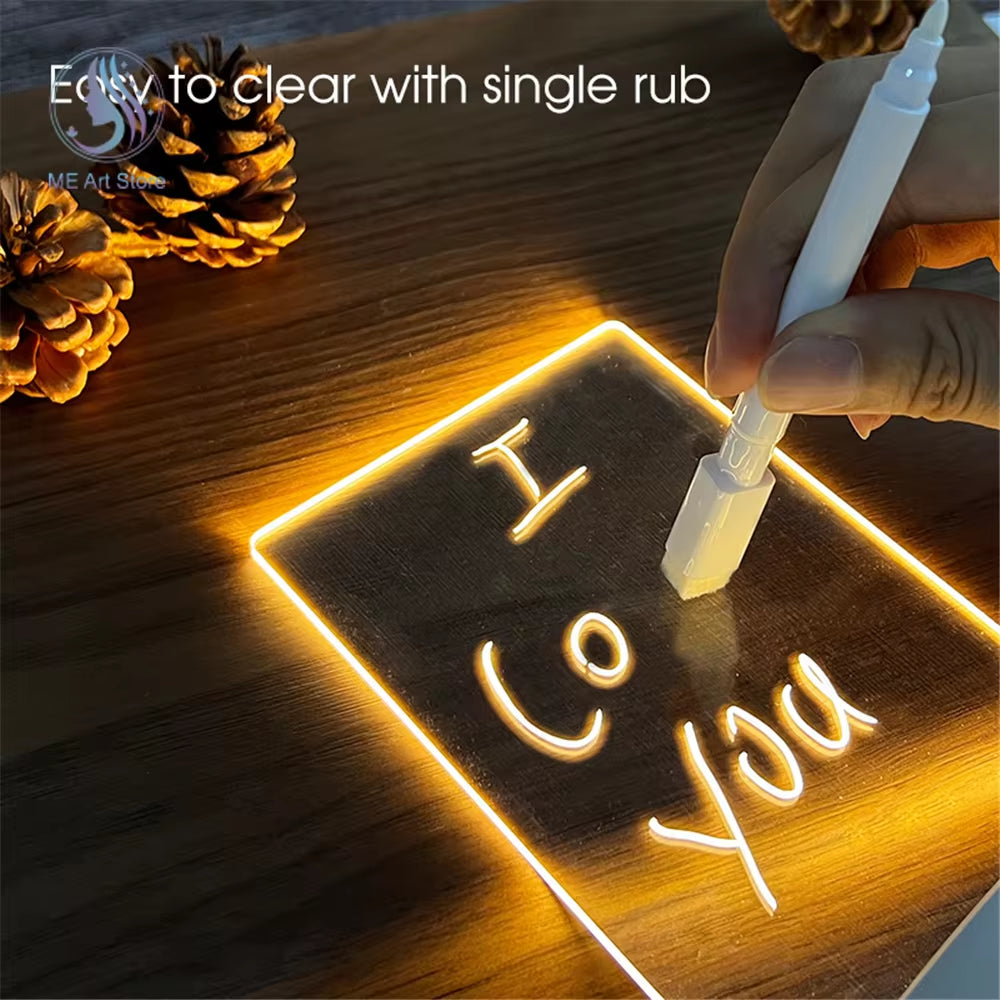 LED Night Light Message Board with Pen - USB-Powered Decorative Lamp for Children and Gifts