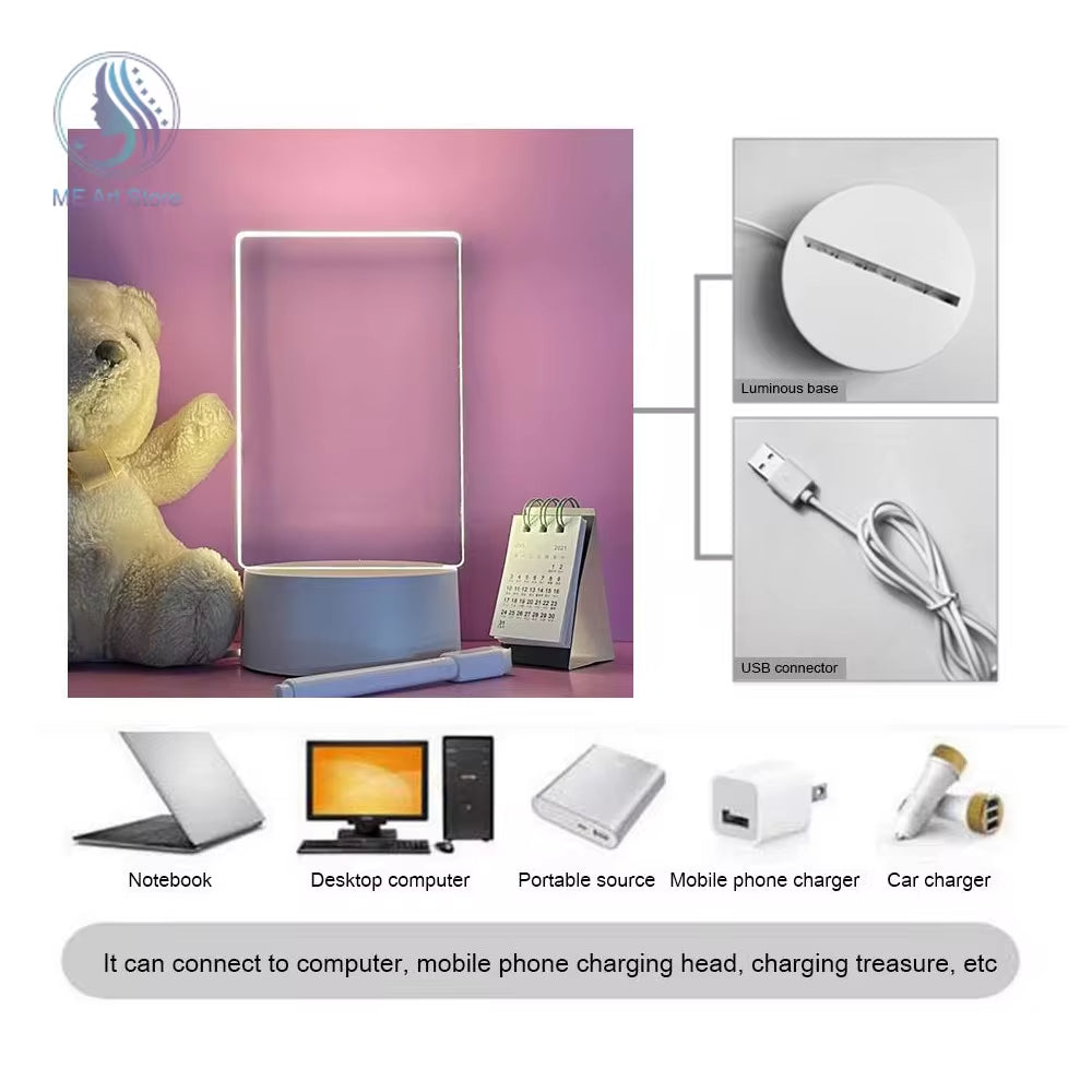 LED Night Light Message Board with Pen - USB-Powered Decorative Lamp for Children and Gifts