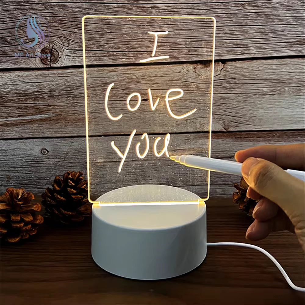 LED Night Light Message Board with Pen - USB-Powered Decorative Lamp for Children and Gifts